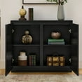 thumbnail image 4 of Living Room Cabinets Mid Century Modern V-shape Storage Cabinet, Buffet Cabinet with Storage, Narrow Side Cabinet for Living Room Entryway Hallway Kitchen, Coffee Bar, Black,Wooden Cabinets, 4 of 11