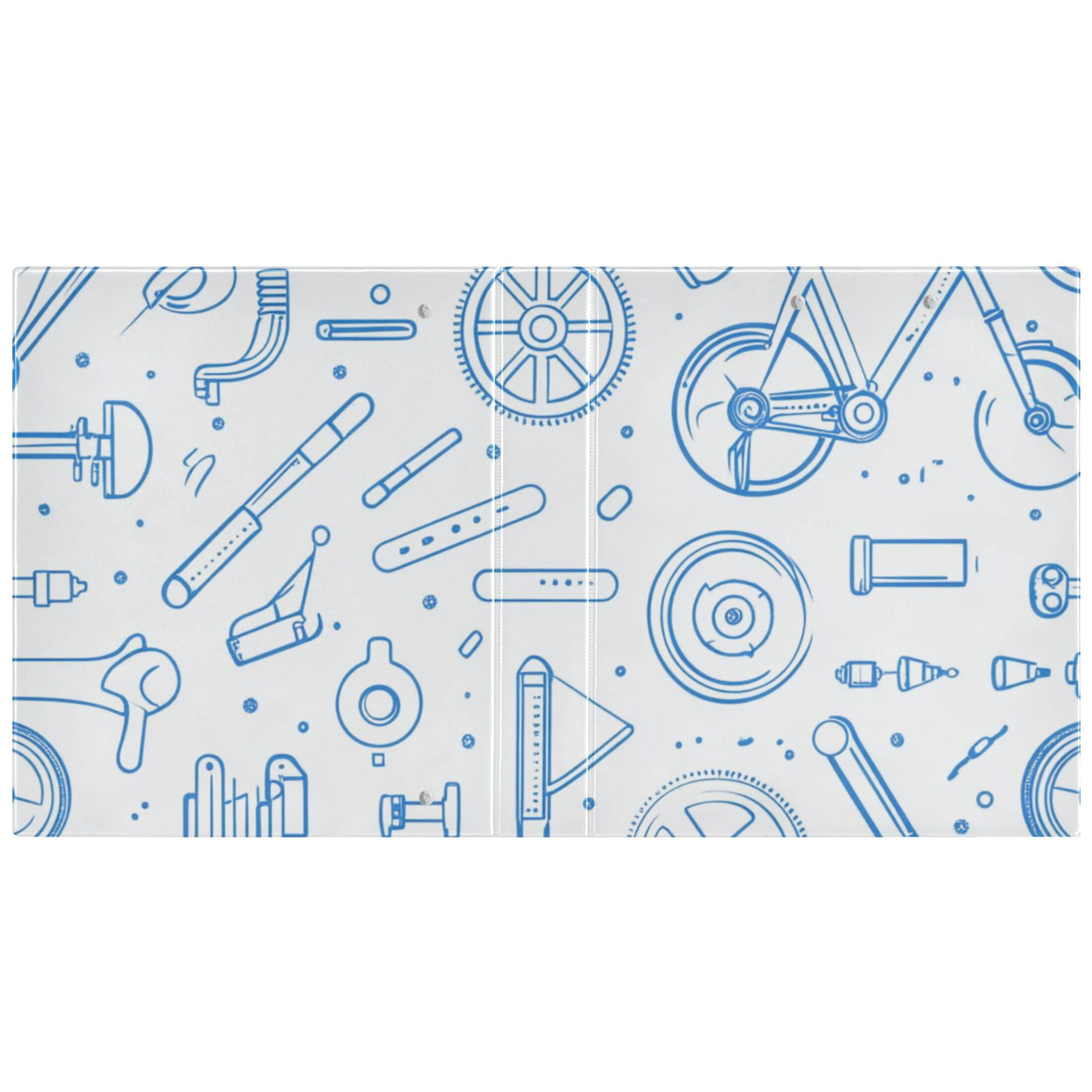 Blue Bikes and Tools 3 Ring Binders 1.5 inch Hardcover File Folders with Interior Pockets A4 Size Organizer for School Office Hospital