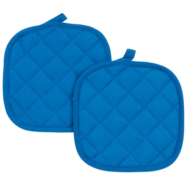Mainstays Cotton 7" x 7" Blue Pot Holder, 2 Count
