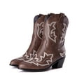 thumbnail image 2 of Leozcaa Cowboy Boots for Women Ankle Cowgirl Booties Wide Mid Calf Pointed Toe Western Short Booties, 2 of 9