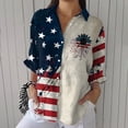 thumbnail image 1 of Séductiva Chemises pour Femmes 50 % de Réduction Liquidation Chemise Rétro Jour de l'Indépendance Drapeau Américain Impression Artistique Décontractée Col en V, 1 of 4