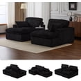 thumbnail image 3 of Corduroy Double Lounge Chaise Sofa Indoor, Oversized Upholstered Sleeper Cloud Couch, Sectional Deep Seat Loveseat for Living Room, No Assembly Required, Black, 3 of 8