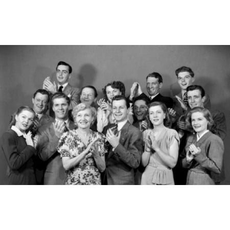 People Portrait - Group portrait of people clapping hands Poster Print