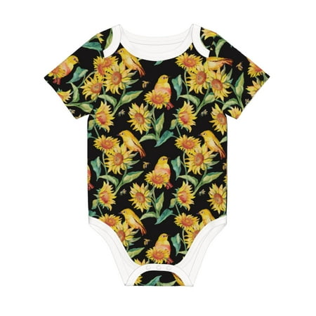 

Matuu Sunflowers And Bird for Baby Short-Sleeve Bodysuit Soft Cotton Comfortable and Breathable Perfect for Newborns and Infants