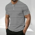 thumbnail image 2 of WRKEKC Men's Casual Short Sleeve Shirts Classic Striped Printed Button-Front Crew Neck Top for Men Fashion Daily Wear and Casual Gatherings, 2 of 5