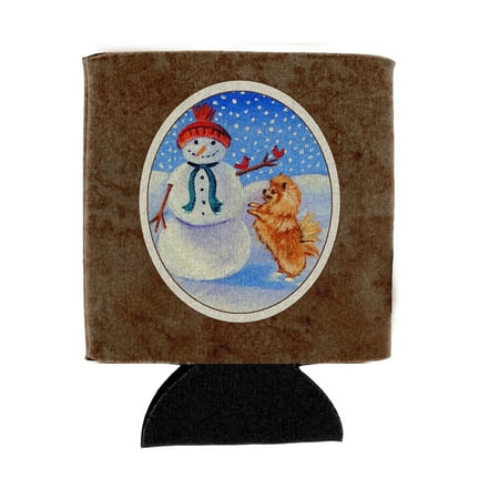 

Carolines Treasures 7151CC Snowman with Pomeranian Winter Snowman Can or Bottle Hugger Can Hugger multicolor