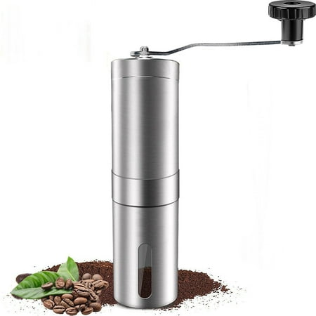 GLiving Manual Coffee Grinder, Whole Bean Conical Burr Mill for French Press/Turkish-Strongest and Heaviest Duty, Packaging May Vary, Hand Size, Brushed Stainless (Best Conical Burr Grinder For French Press)