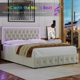 thumbnail image 3 of Homfa Full LED Bed with 4 Drawers, LED Lights Platform Storage Bed Frame with Upholstered Adjustable Button Tufted Headboard, Velvet Beige, 3 of 11