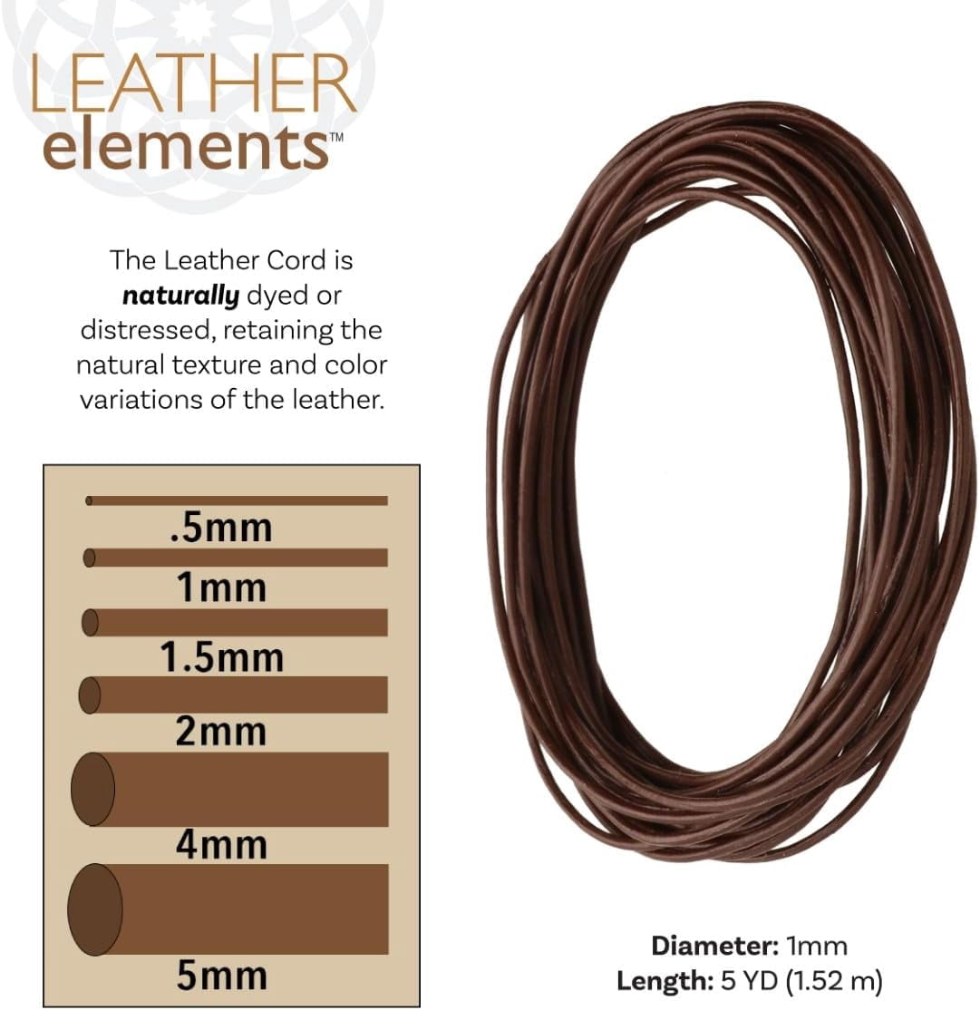 The Beadsmith Leather Cord – Brown – 1mm Spool – 5 Yards/1.52 Meters – Indian Leather Thong Ideal for Braiding, Beading, Necklaces, Fine Lacing, Hair Accessories & DIY Jewelry Making