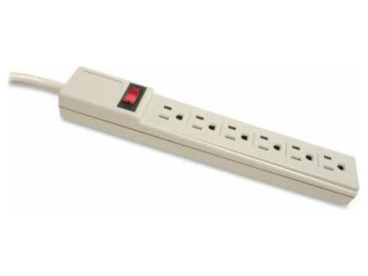 Compucessory, CCS55157, 6-Outlet Power Strips, 1 Each, Light Gray