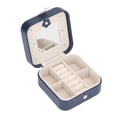 thumbnail image 3 of ZOUSSIQI Jewelry Box Compartment Design Convenient Practical Portable Simple Style Travel Jewelry Case for Earrings Rings Navy Blue JU316-16928, 3 of 13