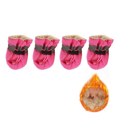 Warm and Cozy Small Dog Shoes - Set of 4 Thick Anti-Slip Boots for Rain and Snow - Waterproof with Soft Durable Socks - Comfortable Cat Footwear - Stylish Dog Slippers
