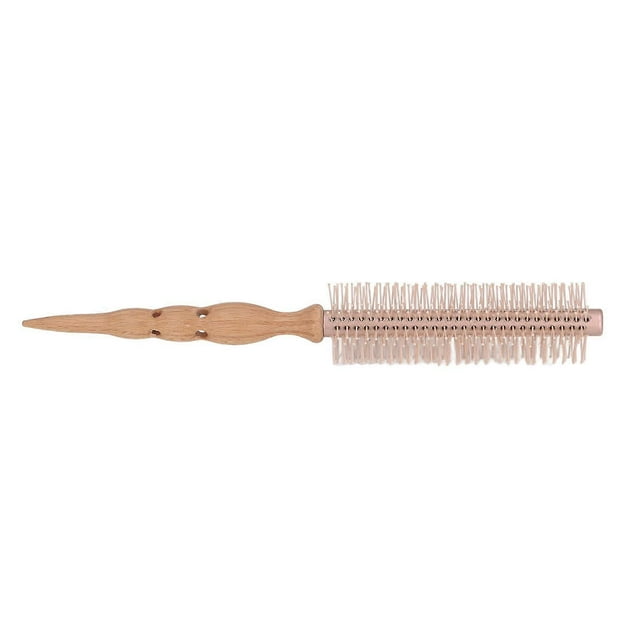 Round Hair Brush Nylon Bristles Wood Barrel Comfortable Grip Professional Styling Tool for Salon Use