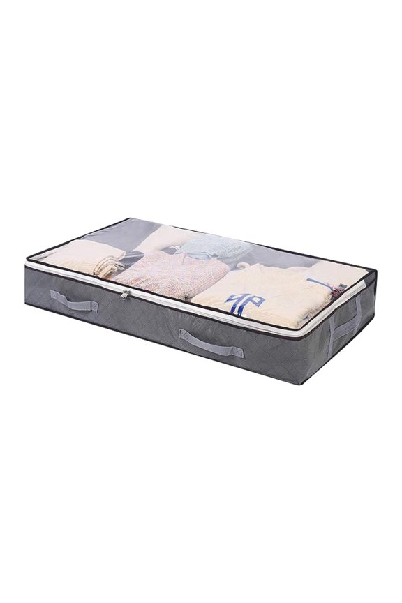 Home Textile Storage Large Capacity Underbed Storage Bags with Clear Window Non Woven Organizer for Comforters and Blankets Reinforced Handles Zippered 1 Pack 100cm50cm15cm