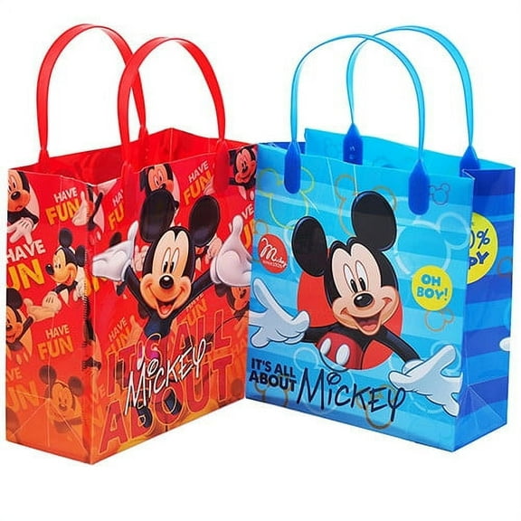 Mickey Mouse " It's About Mickey "12 Authentic Licensed Party Favor Reusable Goodie Medium Gift Bags 8"