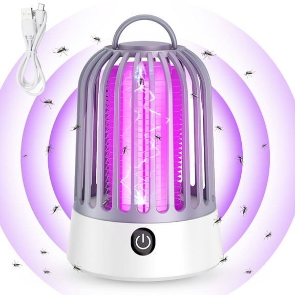 Electric Portable Bug Zapper, USB Rechargeable LED Wireless Mosquito Killer Lamp with Night Lights for Home Indoor Camping