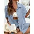 thumbnail image 2 of Yumcute Women Summer Cotton Linen Short Sets 2 Piece Shorts Top Lounge Beach Vacation Two Piece Outfits Tracksuits, 2 of 13