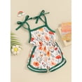 thumbnail image 3 of Suealasg  Little Girl's Floral Print Square Neck Cami Romper Ruffle Trim Wide Leg Shorts Jumpsuit, 3 of 8