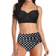 thumbnail image 1 of Conjunto de bikini dividido con estampado de contraste de pecho alto sexy para mujer Conjuntos de traje de baño de dos piezas Fridja nalpqowj56918, 1 of 6