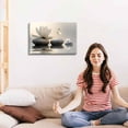 thumbnail image 3 of Zen White Lotus Canvas Wall Art Spa Room Meditation Wall Decor Pictures Peaceful Stone Butterfly Breathe Posters Prints for Bathroom Room Modern Yoga Spiritual Spa Living Bedroom Decoration, 3 of 9