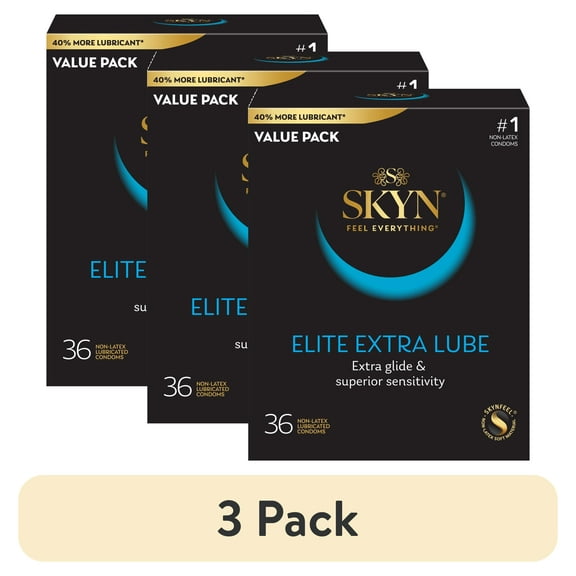 (3 pack) SKYN Elite Extra Lubricated Non-Latex Condoms, 36 Count