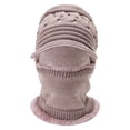 thumbnail image 3 of XIAOCHA Women’S Open‑Knit Brimmed Balaclava Solid Fall‑Winter Hood,Light Pink, 3 of 3