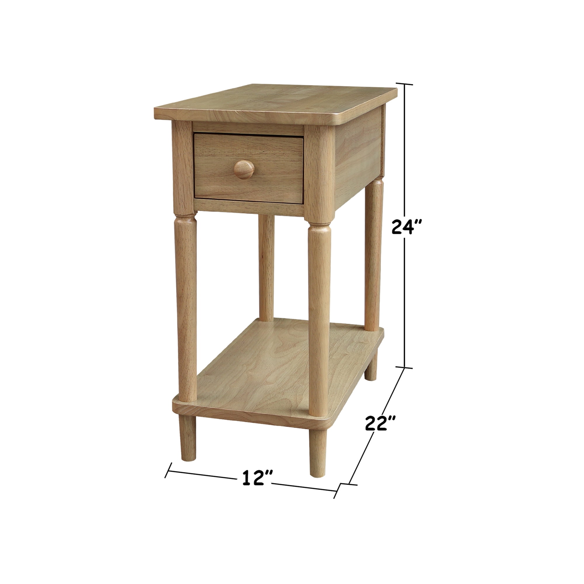 Solid Wood Narrow Side Table, Honey