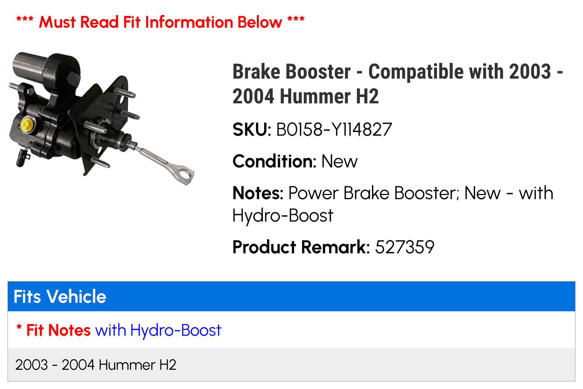 2006-2010 Hummer Power Brake Booster Hydraulic Motor Pump Kit 15240729