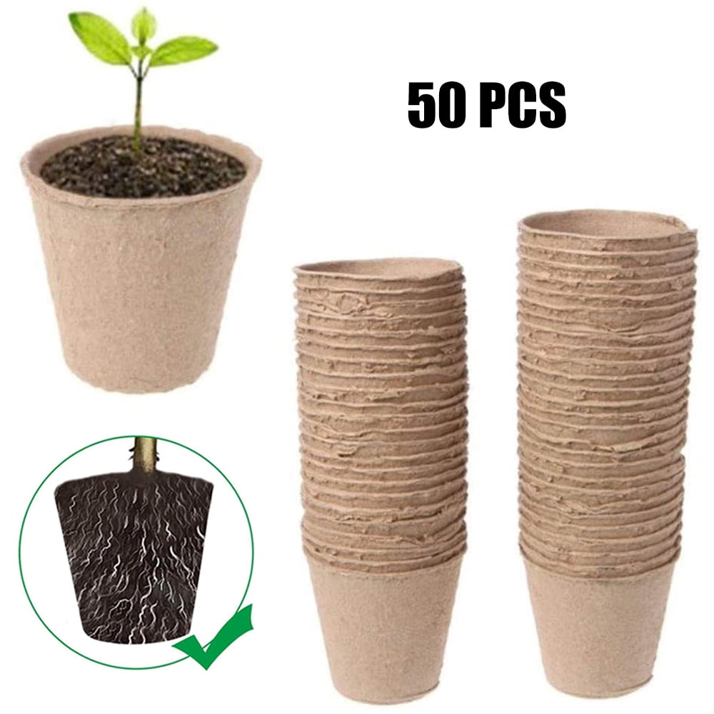 10/50X 6/8cm Fibre Plant Pots Garden Biodegradable Paper Starters Grow Pots