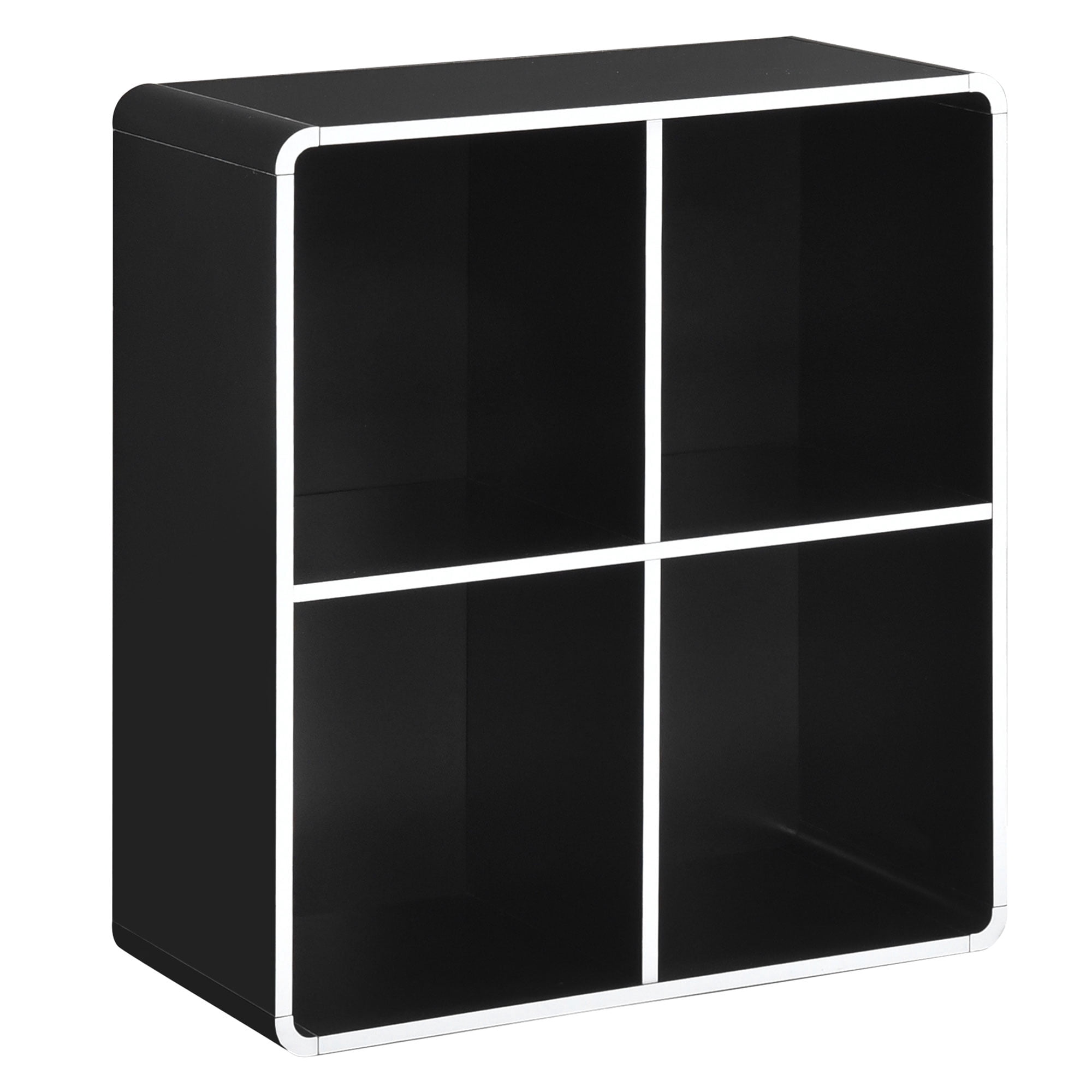Kings Brand Furniture Dothan Wood 4-Cubed Open Bookcase - Storage Shelf Organizer Bookshelf, Black
