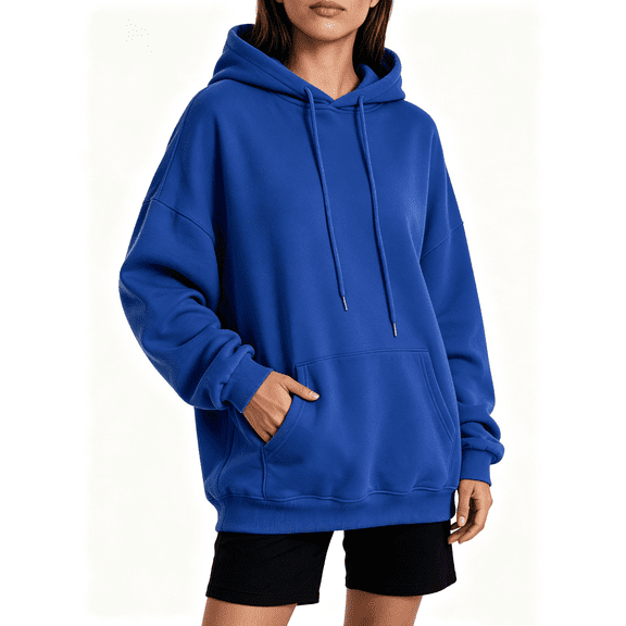Busydd Plus Size Hoodies for Women Fall Casual Solid Color Long Sleeve Tops for Women Comfortable Fleece Drawstring Womens Hoodie with Pocket