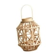 thumbnail image 2 of Candelabro de linterna tejido a mano, portavelas de té, decoración del hogar, lámpara de viento, soporte de velas de madera para patio, bar, , 25 cm x 51 cm, 2 of 9