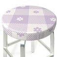 thumbnail image 3 of Rateoe Floral Purple Buffalo Plaid Pattern Round Bar Stool Seat Covers,Washable Stool Cushion Slipcover Elastic Bar Chair Covers for 12-14 Inch Chair -12 inch, 3 of 7