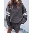 thumbnail image 2 of Women 2 Piece Outfits Sweatsuit Casual Long Sleeve Pullover and Shorts Sets Travel Tracksuit Dark Grey M, 2 of 4