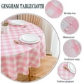 thumbnail image 4 of Pink Gingham Round Tablecloth-Checkered Table Cloth Waterproof Kitchen & Table Linens-Polyester Buffalo Plaid Wrinkle Free Table Cover(Baby Pink ), 4 of 7