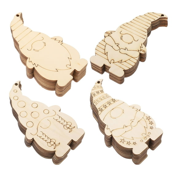 40 PCS Christmas Tree Wooden Craft Pink Decor Elf Gnome Shape Ornaments DIY