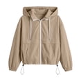 thumbnail image 5 of Ihhxva Jacket for Women Hooded Windbreaker with Drawstring Zip-Up Outerwear, Lightweight Rain Coat Pockets Outdoor Activities S-2XL, 5 of 9
