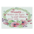 thumbnail image 1 of Saying Cutting Board, Family Where Life Begins and Love Never Ends Lettering in Watercolor Floral Wreath, Decorative Tempered Glass Cutting and Serving Board, in 3 Sizes, by Ambesonne, 1 of 2