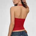 thumbnail image 3 of Leidass Womens Spaghetti Strap Scoop Neck Ribbed Tank Top Cami Shirts Red L, 3 of 5