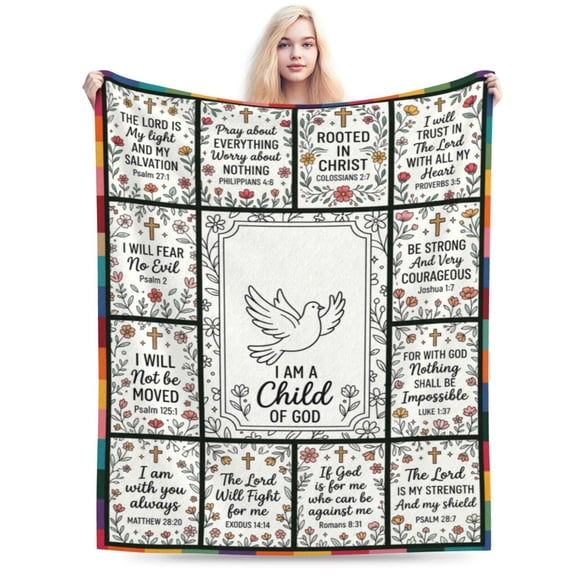 Christian Throw Blanket, Bible Verse Throw Blanket, Religious Faith Design, Soft Flannel Cozy Blanket with Inspirational Christian Message 50x40