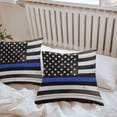 thumbnail image 6 of Throw Pillow Covers 20x20 Inch Set of 2, Blue American Flag Waterproof Outdoor Pillow Covers, Black White Stripe US Flag Retro Wooden Decorative Cushion Pillowcases for Couch, Sofa, Bed, Patio, 6 of 9