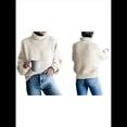 thumbnail image 3 of Suéter de Larga con Cuello Alto y Mangas Abullonadas para Mujer, de Color Liso, para Invierno y Otoño Albaricoque M, 3 of 7