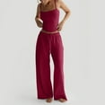 thumbnail image 2 of OIOLOYJM 2 Piece Sets for Women Comfy Cami Pajama Sets Casual Loose Tank Tops High Elastic Waist Drawstring Wide Leg Pants Cozy Soft Lounge Set Wine S, 2 of 6