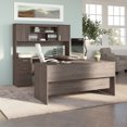 thumbnail image 5 of Bestar Ridgeley 65"W U-Shaped Computer Desk With Hutch, Medium Gray Maple, 5 of 7