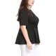 thumbnail image 5 of Mujer TalExtMangas Cortas Frente Nudo retorcido Peplo Top Negro 1X, 5 of 7