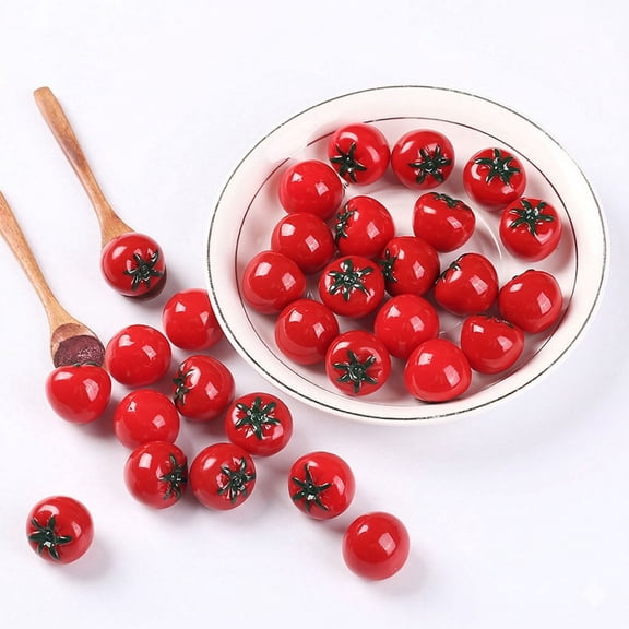 20PCS Mini Artificial Tomatoes, Realistic Fake Fruit Vegetables for Home Kitchen Decoration, Simulation Cherry Tomato Props for Party Wedding Christmas Photography Display