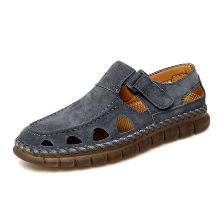 

Men Summer Casual Closed Toe Leather Sandals Outdoor Fisherman Beach Sandals