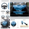 thumbnail image 4 of Uorisanigo Mountains Bears Car Front and Rear Cushion Covers Steering Wheel Cover for Cars Water Coaster Gear Lever Cover+Hand Brake Cover Pillowcase Universal Fit Women Men 11 PCS, 4 of 7