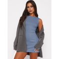 thumbnail image 6 of Women'S Summer Sleeveless Boat Neck Mini Dress Slim Fit Party Club Bodycon Dresses Gray Blue M, 6 of 7