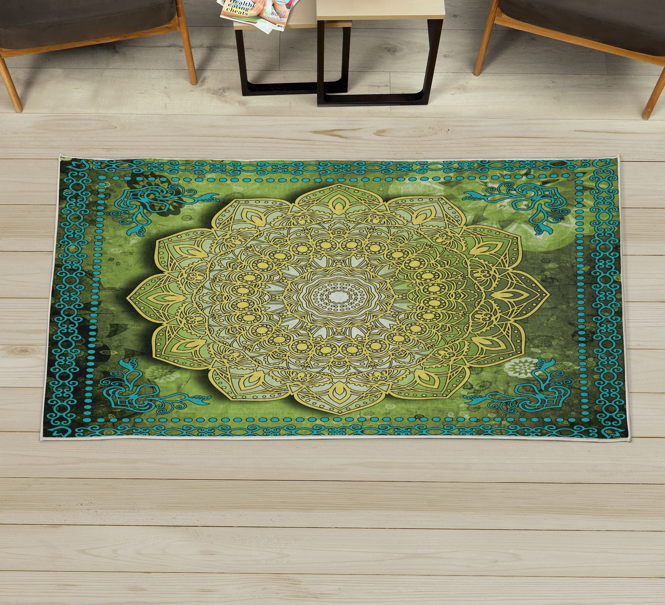 Mandala Rug Design Ethnic Decorative Rug, Mystic Mandala Culture Karma Calmness and ...